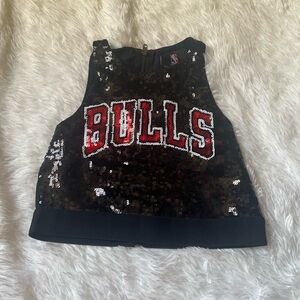 Black Sequined Chicago Bulls Top